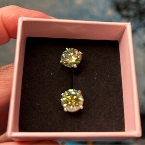 Elegant 3 Carat Moissanite Stud Earrings NIB